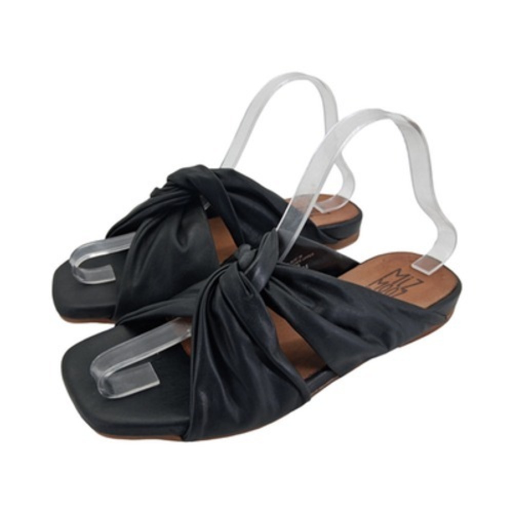 Miz Mooz Paparazi Sandals Womens Size 8.5 Black Leather Knot Slide Flat Casual